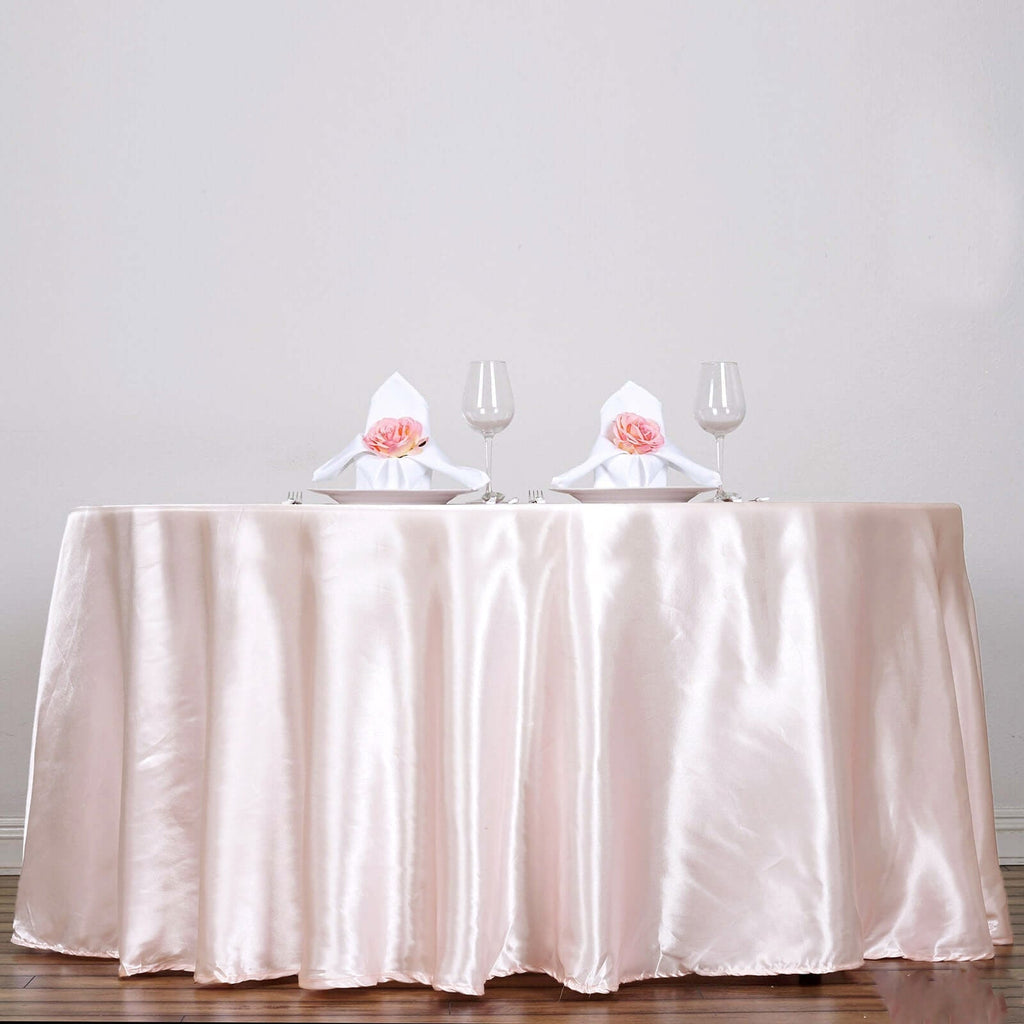 Satin 120" Round Tablecloth Blush - Stylish Seamless Table Cover