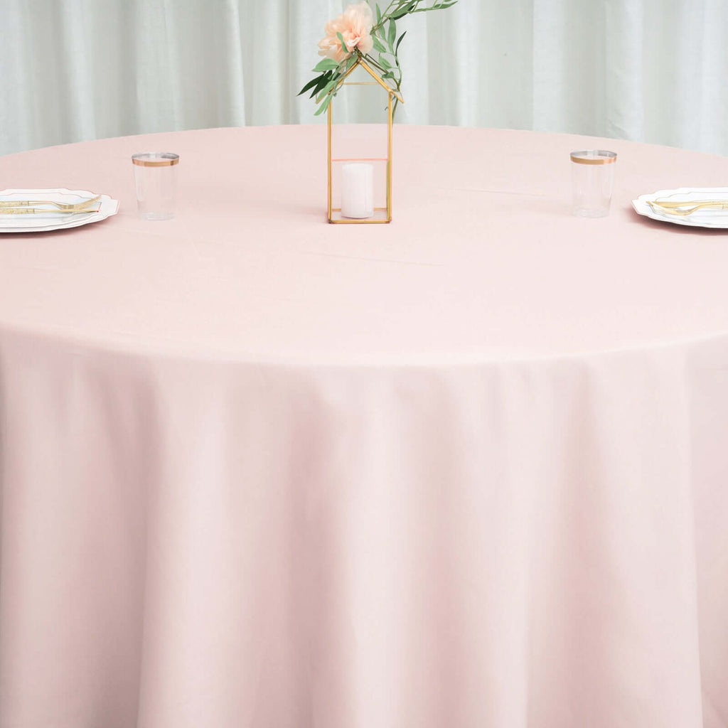 Polyester 120" Round Tablecloth Blush - Seamless Wrinkle-Resistant Table Cover