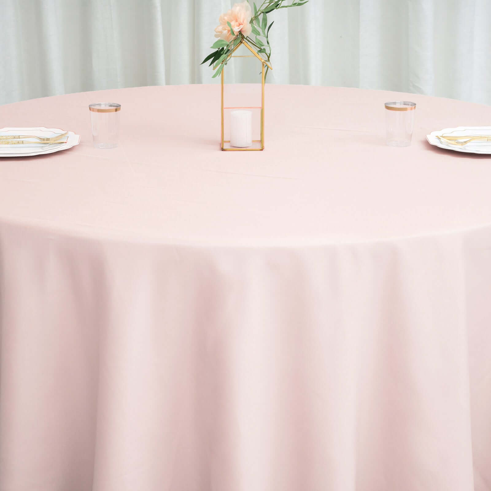 Polyester 120" Round Tablecloth Blush - Seamless Wrinkle-Resistant Table Cover