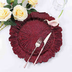 6-Pack Acrylic Plastic Round Charger Plates 13" in Burgundy with Reef Design, Dinner Charger Tableware