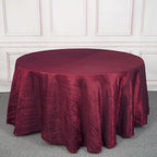 Taffeta 120" Round Tablecloth Burgundy - Seamless Accordion Crinkle Table Cover