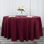Premium Polyester 120" Round Tablecloth Burgundy - Seamless 220GSM Wrinkle-Resistant Table Cover