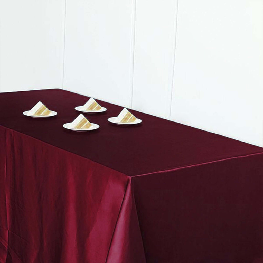 Satin Rectangular 90"x156" Tablecloth Burgundy - Seamless Table Cover