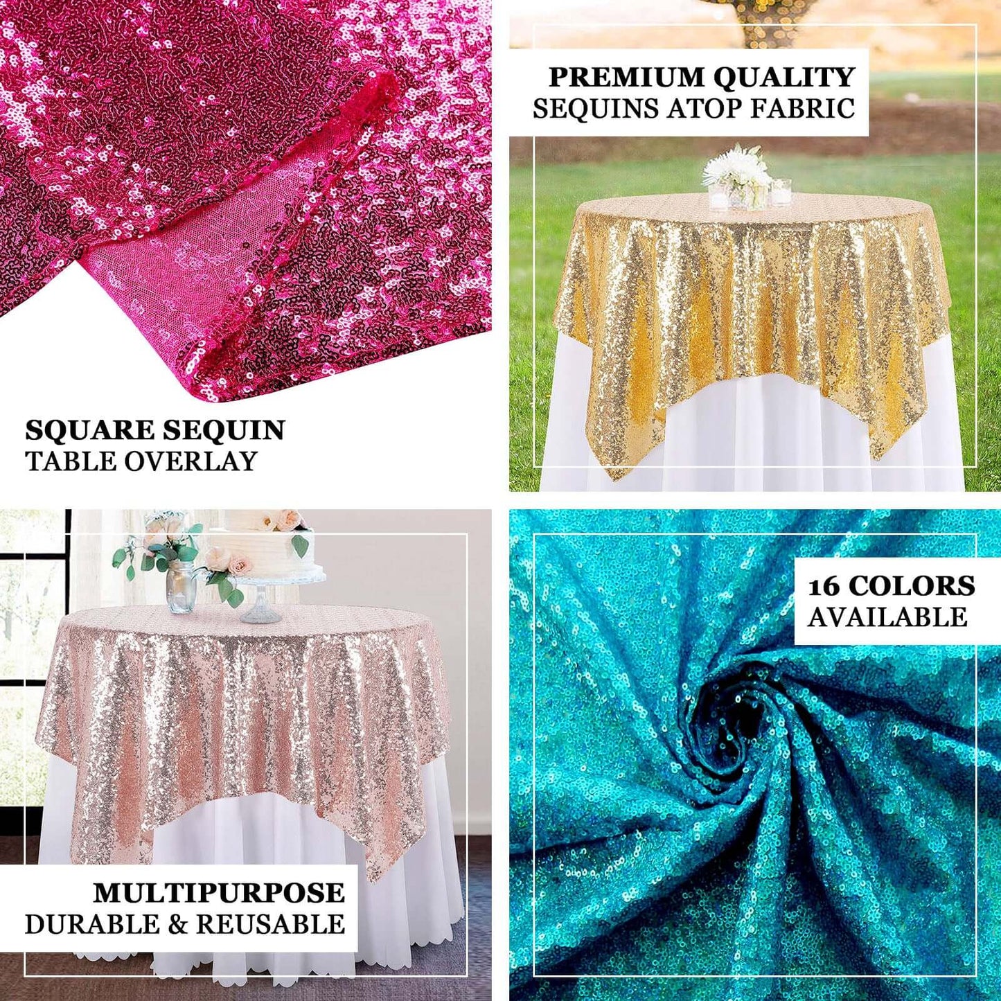 Sequin 72"x72" Table Overlay Square Tablecloth Burgundy - Sparkly Table Cover