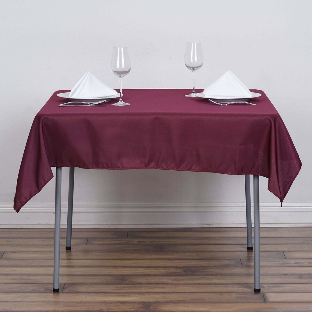 Polyester Square 54"x54" Tablecloth Burgundy - Wrinkle-Resistant & Durable Table Cover