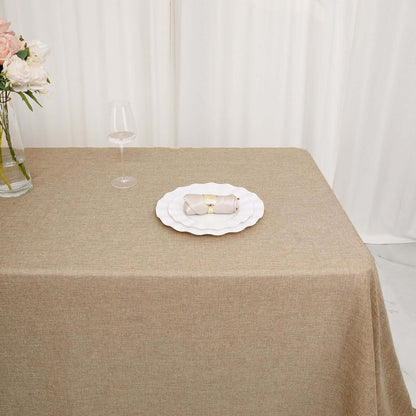 Faux Burlap Jute 90"x132" Rectangle Tablecloth Natural - Rustic Seamless Event Table Linen