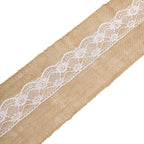 Natural Burlap Chair Sash 5"x108" with Lace Hessian Jute - Rustic Bow Design for Weddings & Gatherings