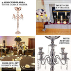 Metal Candelabra 4 Arm Design Gold with Flower Vase Bowl - Table Centerpiece for Weddings 33"