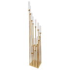 16-Arm Cluster Taper Candle Holder Gold with Clear Glass Shades - Stunning Large Candle Display for Venues 78"