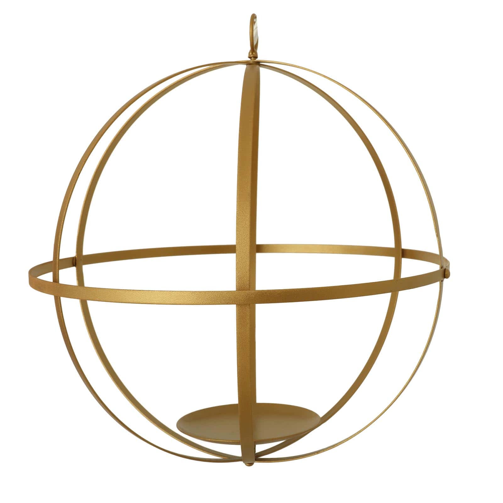 Hanging Sphere Candle Holder Gold Wrought Iron Event Display Accent - Centerpiece 24"
