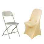 Stretch Spandex Chair Cover Champagne for Folding Chairs - Reusable & Wrinkle-Resistant 160GSM Fitted Slipcover