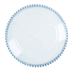 6-Pack Acrylic Round Charger Plates 13" in Transparent Dusty Blue with Beaded Rim, Decorative Dinner Party Serving Plates
