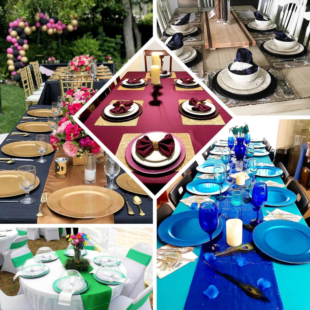 6-Pack Acrylic Round Charger Plates 13" in Burgundy with Beaded Rim, Dinner Charger Event Tabletop Decor