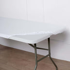 Spandex Rectangle 96"x30" Tablecloth Top Cover White - Stretchy, Wrinkle Free & Fitted Table Topper