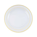 10-Pack Plastic Dinner Plates Clear with TrÃ¨s Chic Gold Rim - Perfect Disposable Party Plates 10"
