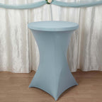 Spandex 30" Round Cocktail Table Cover Dusty Blue - Easy to Maintain Stretch Fitted Highboy Tablecloth