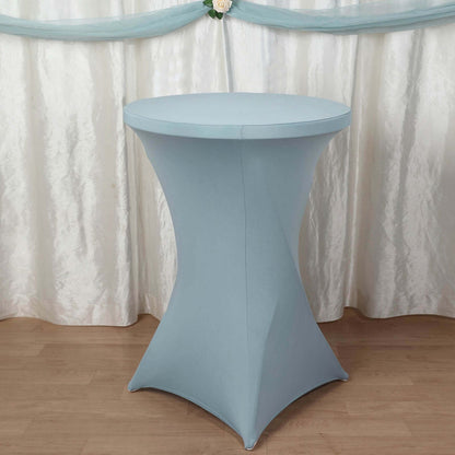Spandex 30" Round Cocktail Table Cover Dusty Blue - Easy to Maintain Stretch Fitted Highboy Tablecloth