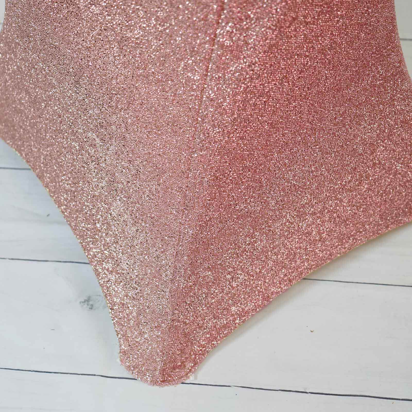 Metallic Spandex 36" Fitted Glitter Round Cocktail Table Cover Rose Gold - Stretch Fit for High Top Tables
