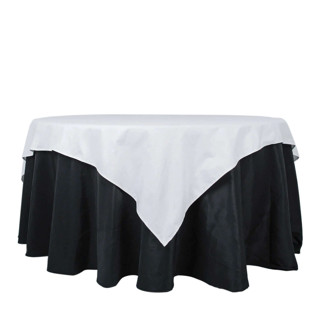 100% Cotton 70"x70" Table Overlay Square Tablecloth White Linen - Sophisticated, Soft & Breathable Fabric Table Cover