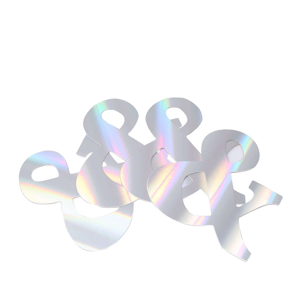 4 Pack 5" Iridescent Alphabet Symbol "&" Sticker Banners, Customizable Stick On Letters