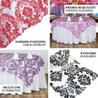 Flocking 90"x90" Table Overlay Square Tablecloth Black - Damask Design for Sophisticated Occasions