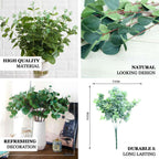 3 Bushes 14" Artificial Eucalyptus Branches, Greenery Bouquet Plants