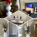 40" Magical Mermaid Style Mirror Mosaic and Pearl Studded Floor Vase