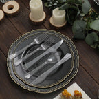 24-Pack Plastic Silverware Set with Fan Flared Tip Handle Clear - Heavy Duty Disposable Utensils 7"