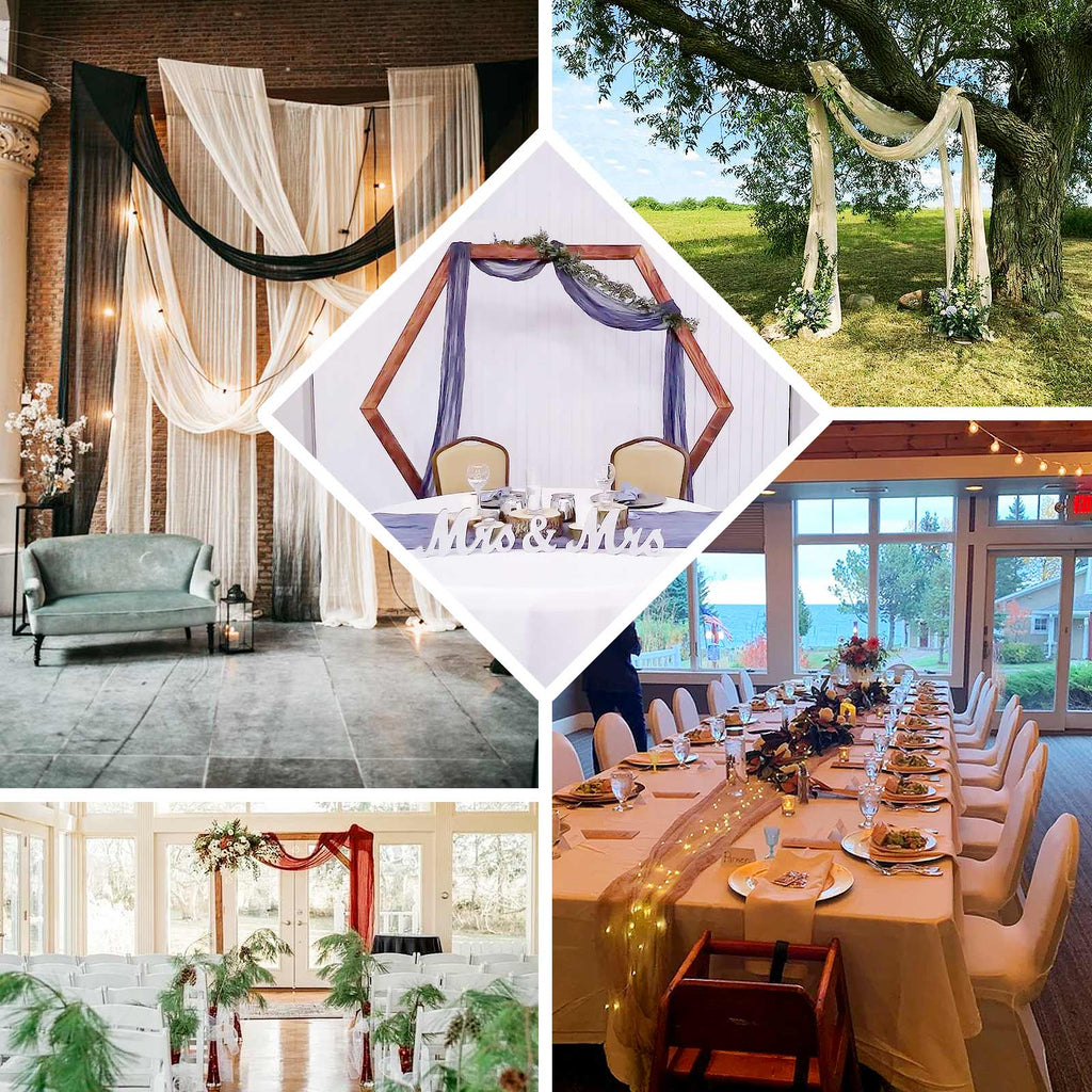 20ft Taupe Gauze Cheesecloth Fabric Wedding Arch Drapery, Window Scarf Valance, Boho Decor Arbor Curtain Panel