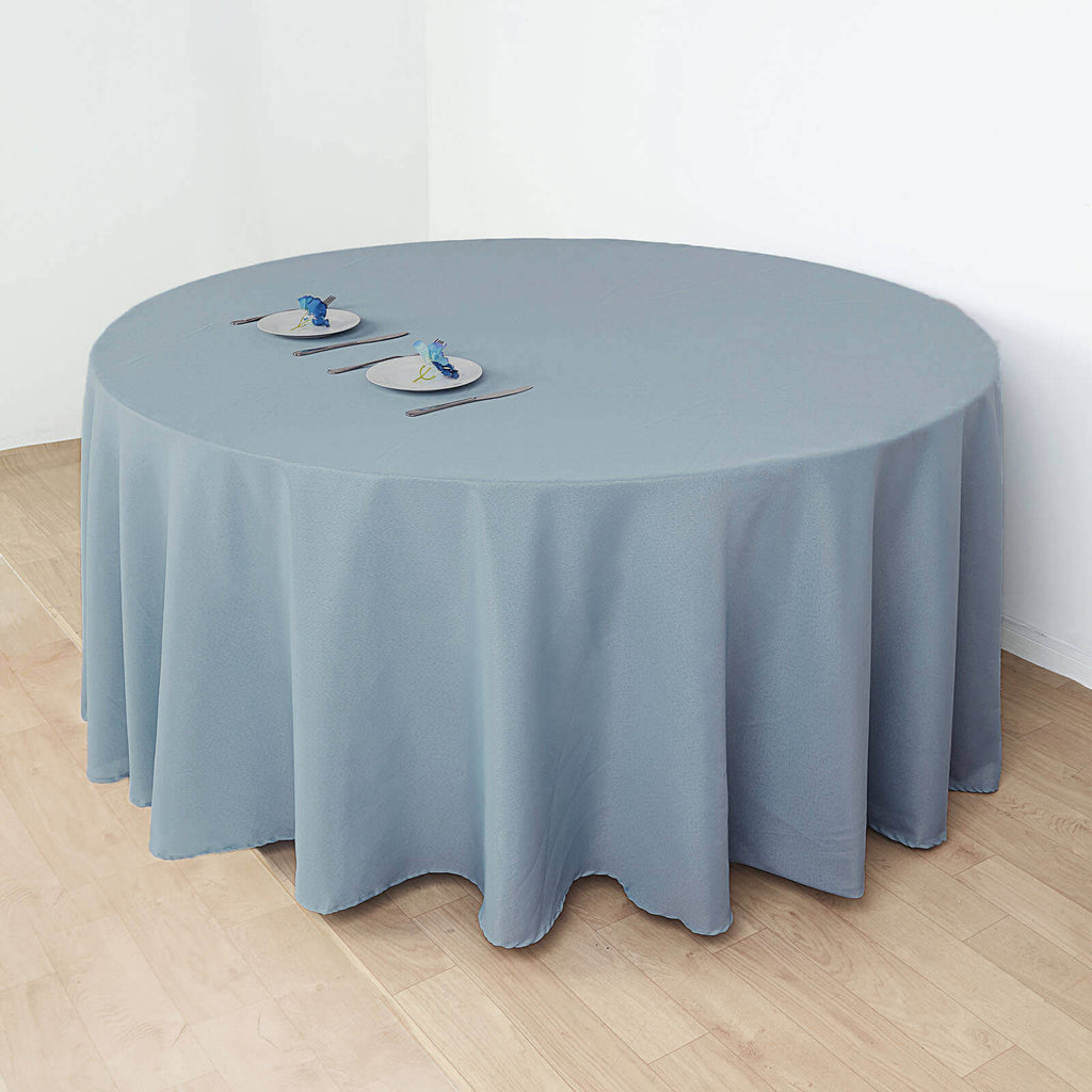 Polyester 120" Round Tablecloth Dusty Blue - Seamless Wrinkle-Resistant Table Cover