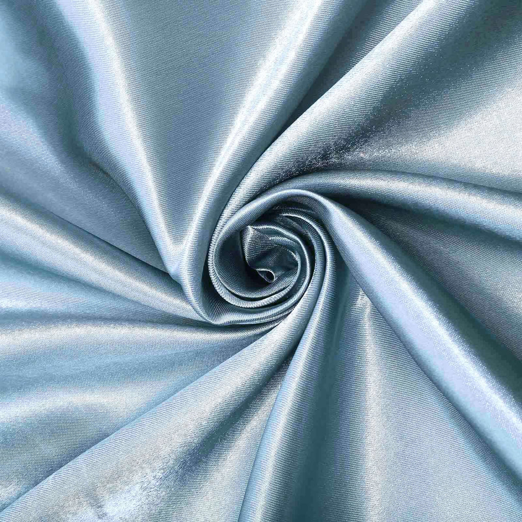 Satin Chair Cover Self-Tie Universal Design Dusty Blue - Durable Slip-On Cover for Folding, Dining, Banquet & Standard Chairs