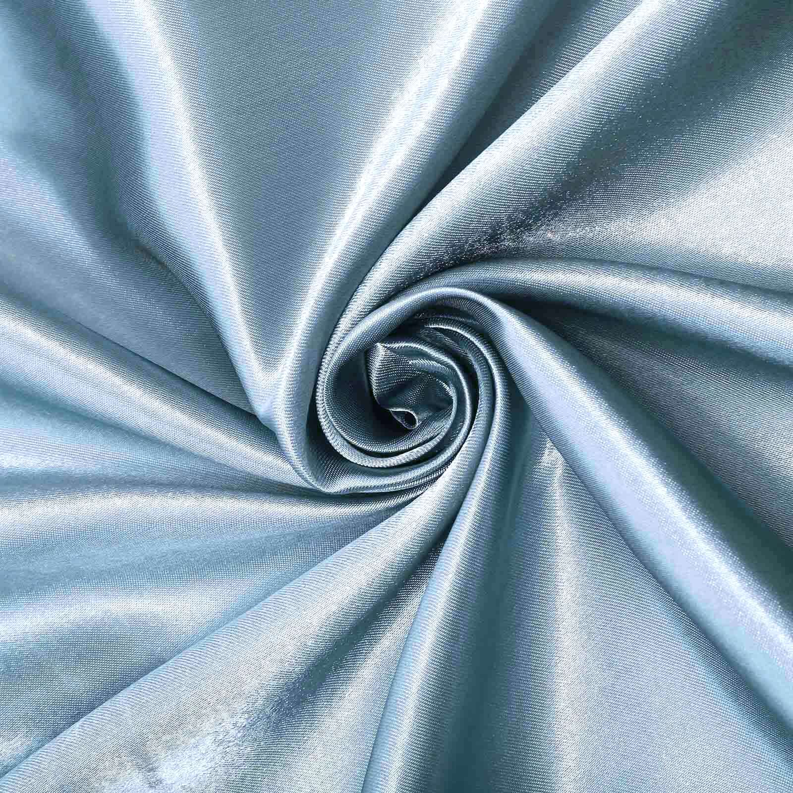 Satin Chair Cover Self-Tie Universal Design Dusty Blue - Durable Slip-On Cover for Folding, Dining, Banquet & Standard Chairs