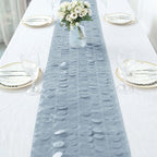 Taffeta Fabric 12"x108" Table Runner Dusty Blue - 3D Leaf Petal Design