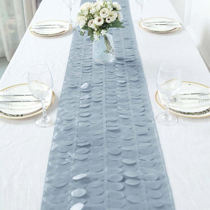 Taffeta Fabric 12"x108" Table Runner Dusty Blue - 3D Leaf Petal Design