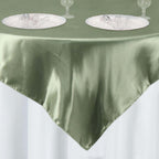 Satin 60"x60" Table Overlay Square Tablecloth Dusty Sage Green - Smooth Silky Touch Table Cover