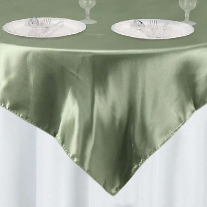 Satin 60"x60" Table Overlay Square Tablecloth Dusty Sage Green - Smooth Silky Touch Table Cover