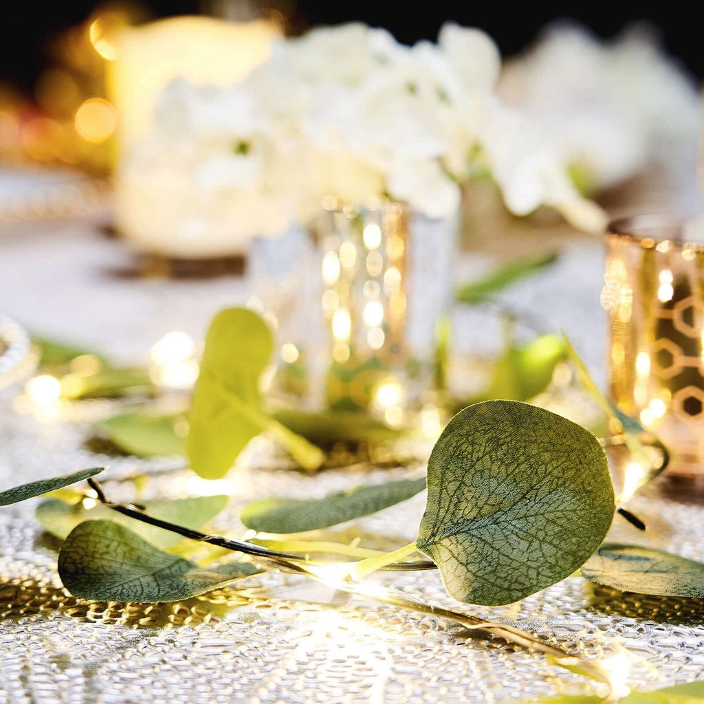 20 LED Vine String Lights Eucalyptus Leaf Design Green Warm White - Battery Operated Home DÃ©cor 7ft