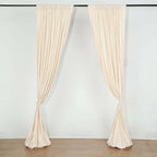 2 Pack Beige Scuba Polyester Event Curtain Drapes, Durable Flame Resistant Backdrop Event Panels Wrinkle Free with Rod Pockets - 10ftx10ft