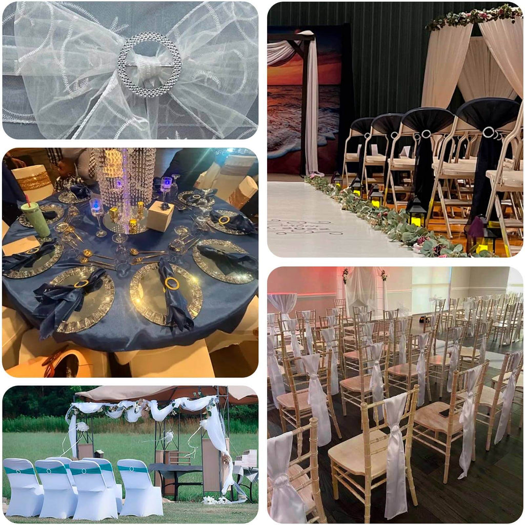 20 Pack Diamond Round Chair Sash Band Buckle Pins Terracotta (Rust) - Timeless Rhinestone Napkin Rings 2.5"