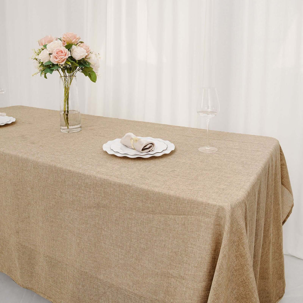 Faux Burlap Jute 60"x126" Rectangle Tablecloth Natural - Rustic Event Table Linen