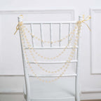 Faux Pearl Beaded 16" Chair Back Garland Sash Amber Gatsby-Inspired Style - Pre-Tied Chic Wedding Decor for Chiavari Chairs
