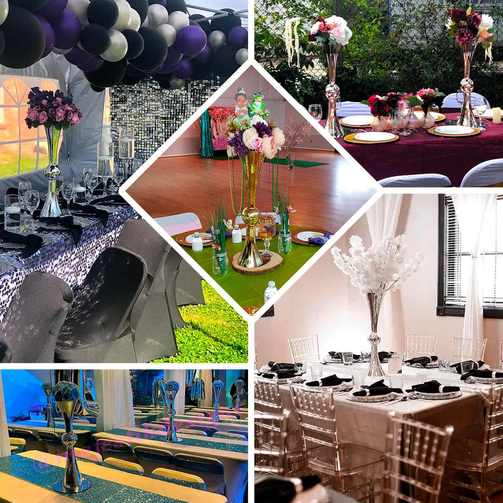 4-Pack Glass Trumpet Vases Reversible Latour Design Clear - Classy Wedding Table Flower Centerpieces 24"