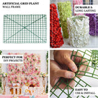 10 Pack 24"x16" Dark Green Artificial Flower Wall Grid Panel Frames, DIY Plastic Mesh Plant Wall Backdrop Fences