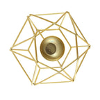 Set of 2 Candle Holders Metal Hexagon Geometric Design Gold - Modern Decorative Centerpieces for Tables 4"x3"
