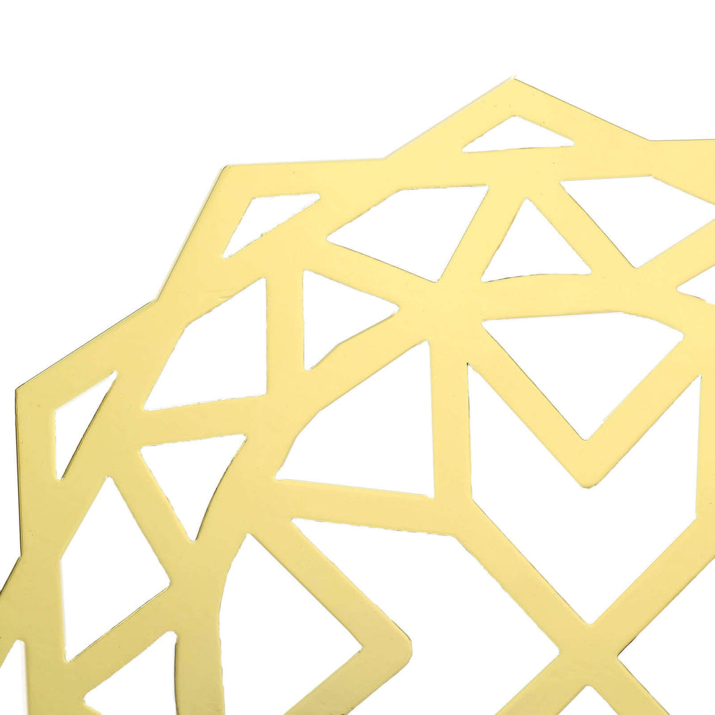 6-Pack Disposable Table Placemats in Metallic Gold Laser Cut Geometric Star Design - 700GSM Cardboard Placemats for Glamorous Table Settings 13"