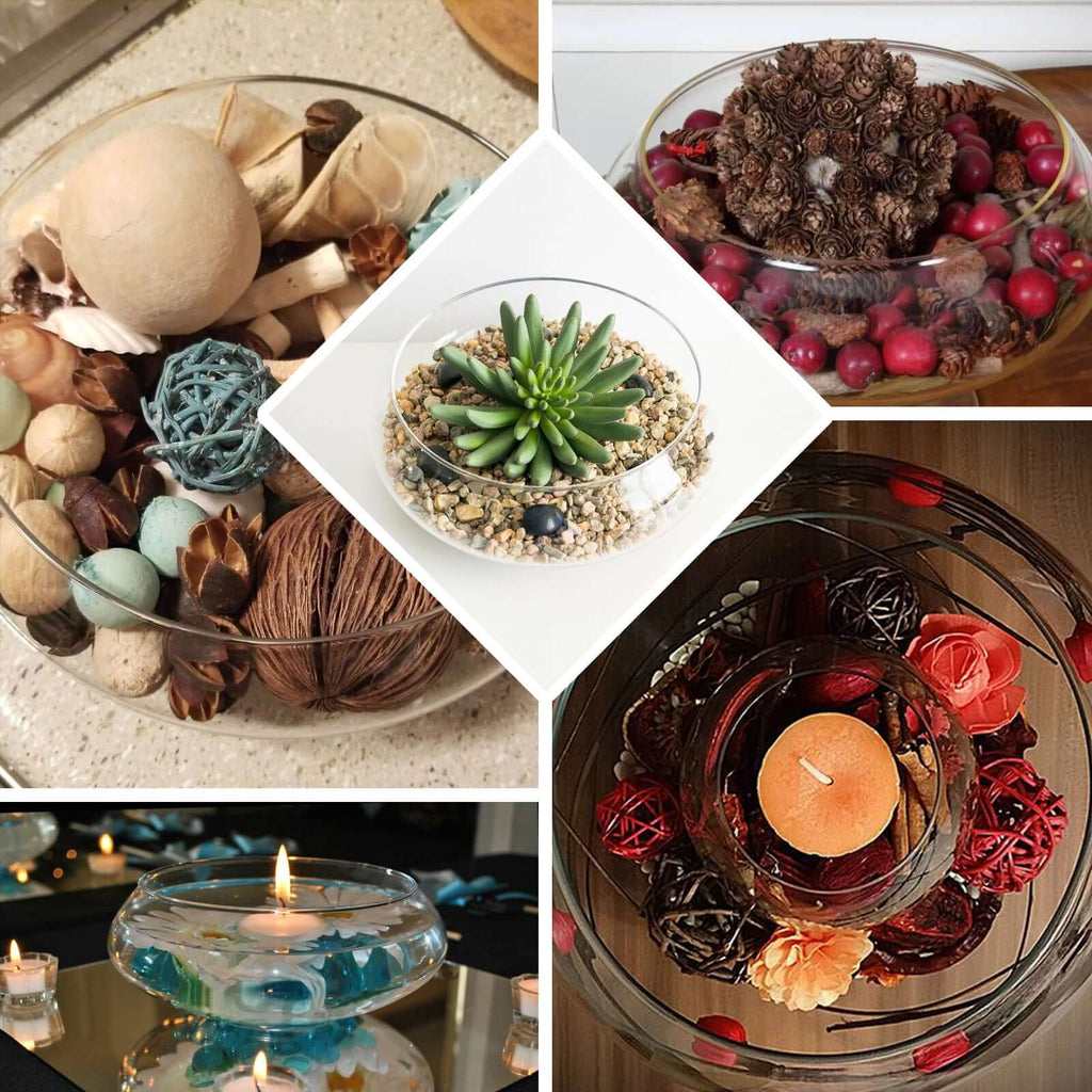 Glass Floating Candle Bowl Multi-Purpose Design - Table Centerpiece for Decor 10"