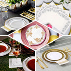 25 Pack Linen-Like Paper 5"x5" Napkins White with Gold Greek Key Design - Hygienic Disposable Airlaid Party Napkins