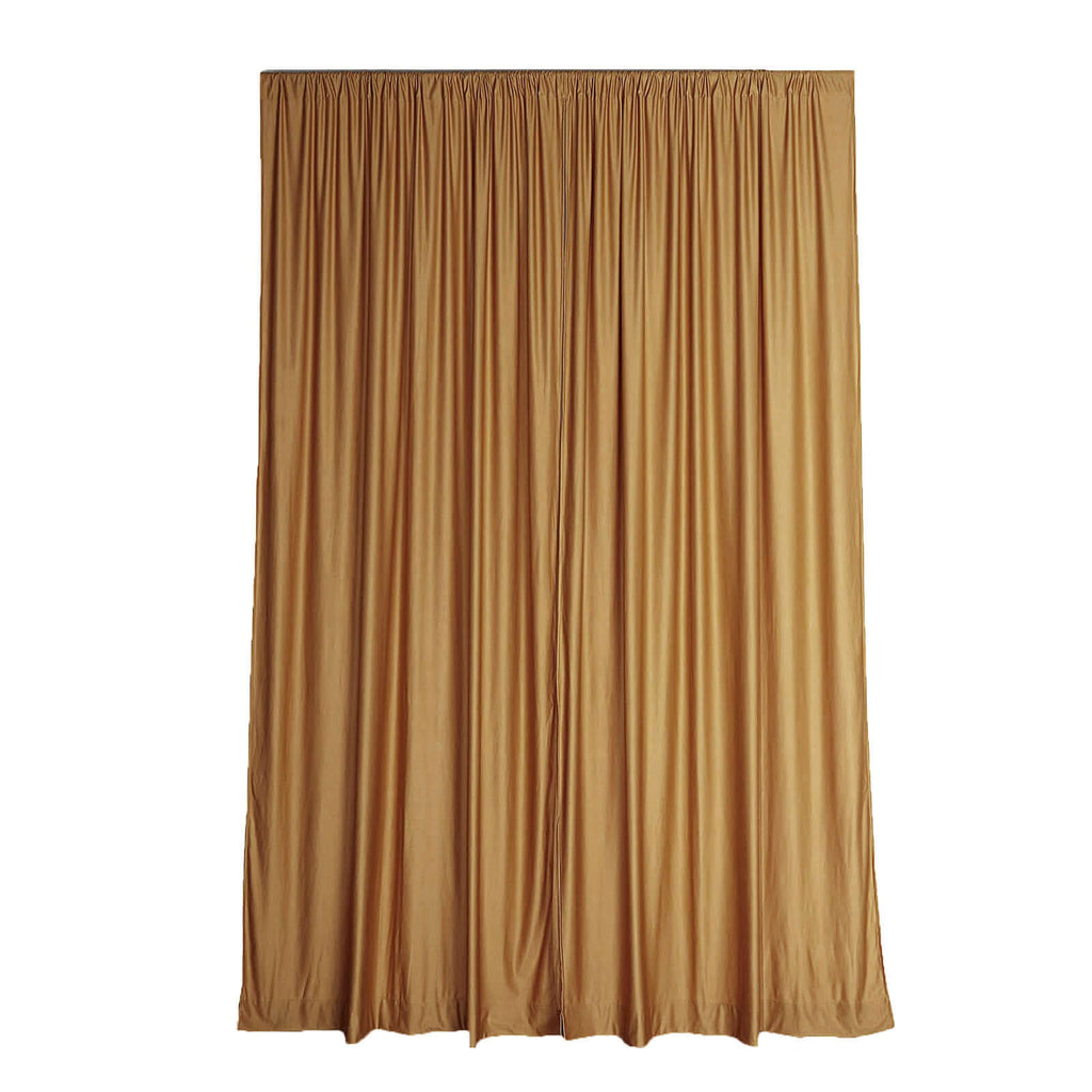 2 Pack Gold Scuba Polyester Event Curtain Drapes, Durable Flame Resistant Backdrop Event Panels Wrinkle Free with Rod Pockets - 10ftx10ft