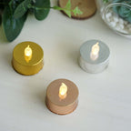 12-Pack LED Tealight Candles Metallic Gold Design - Reusable Flameless Battery Operated Lights