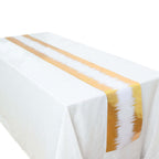 Disposable Table Runner Roll 108" Metallic Gold Foil Icicle Pattern - Stylish Non-Woven Table Decor for Special Occasions